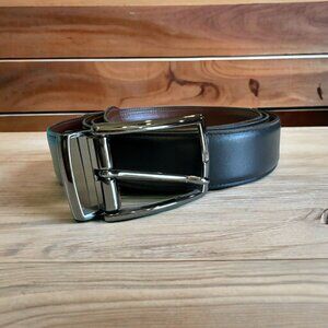 Full Grain Cowhide Men's Leather Belt Black Size 52/130 Black Buckle